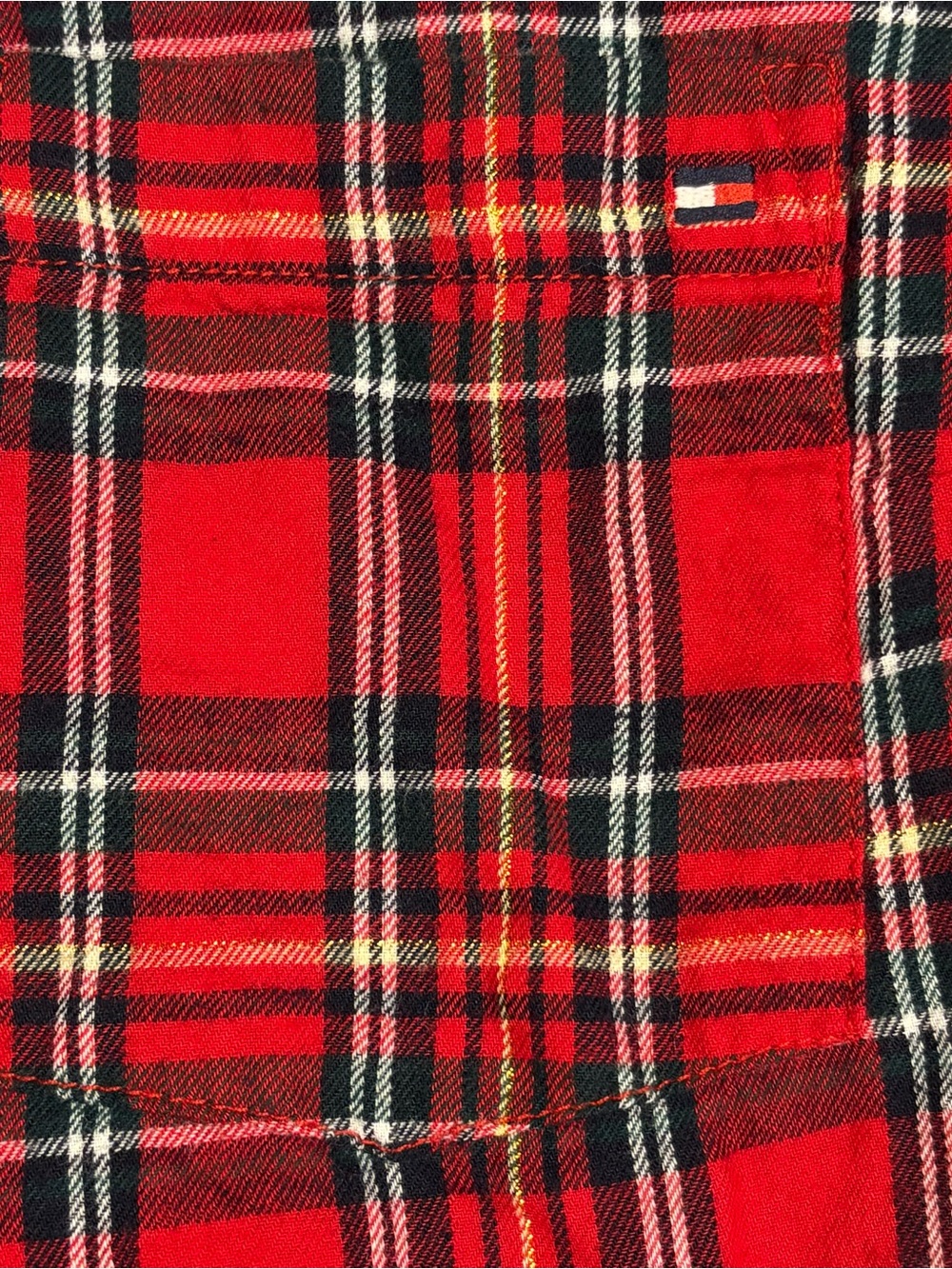 Tommy‎ Hilfiger Womens M Red Plaid Metallic Shimmer Roll Tab Button Up Shirt - Picture 4 of 10